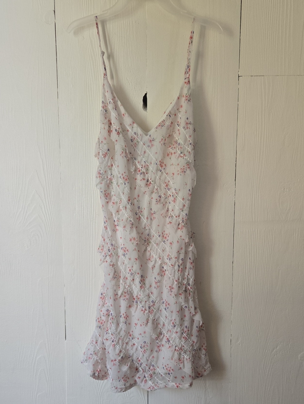 Princess Polly White Floral Slip Dress with Pink & Lavender Accents
